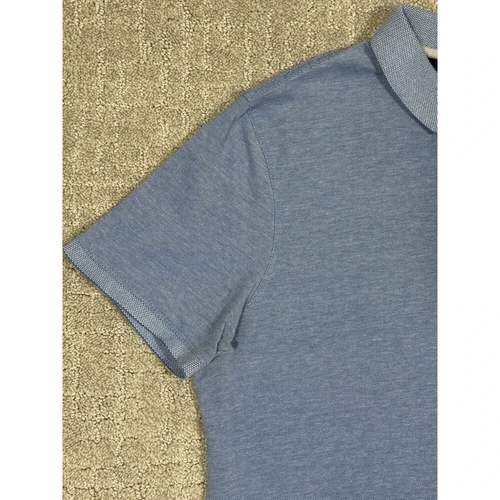 Banana Republic Organic Cotton Pique Polo Shirt Men's Large Blue Short Sleeve